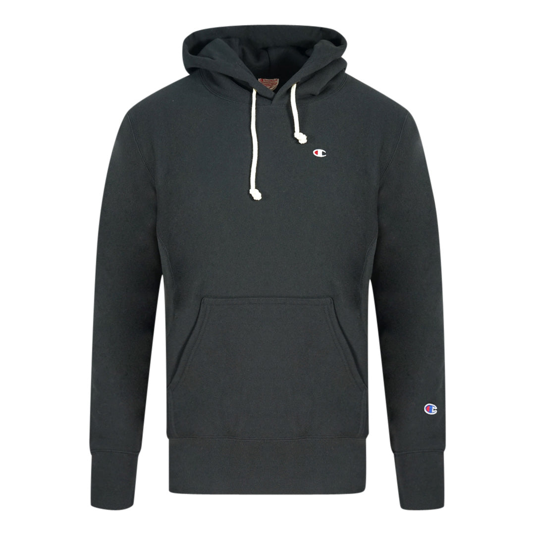 Champion reverse weave small logo sale black hoodie