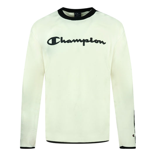 Champion Classic Script Logo White Fleece Sweatshirt