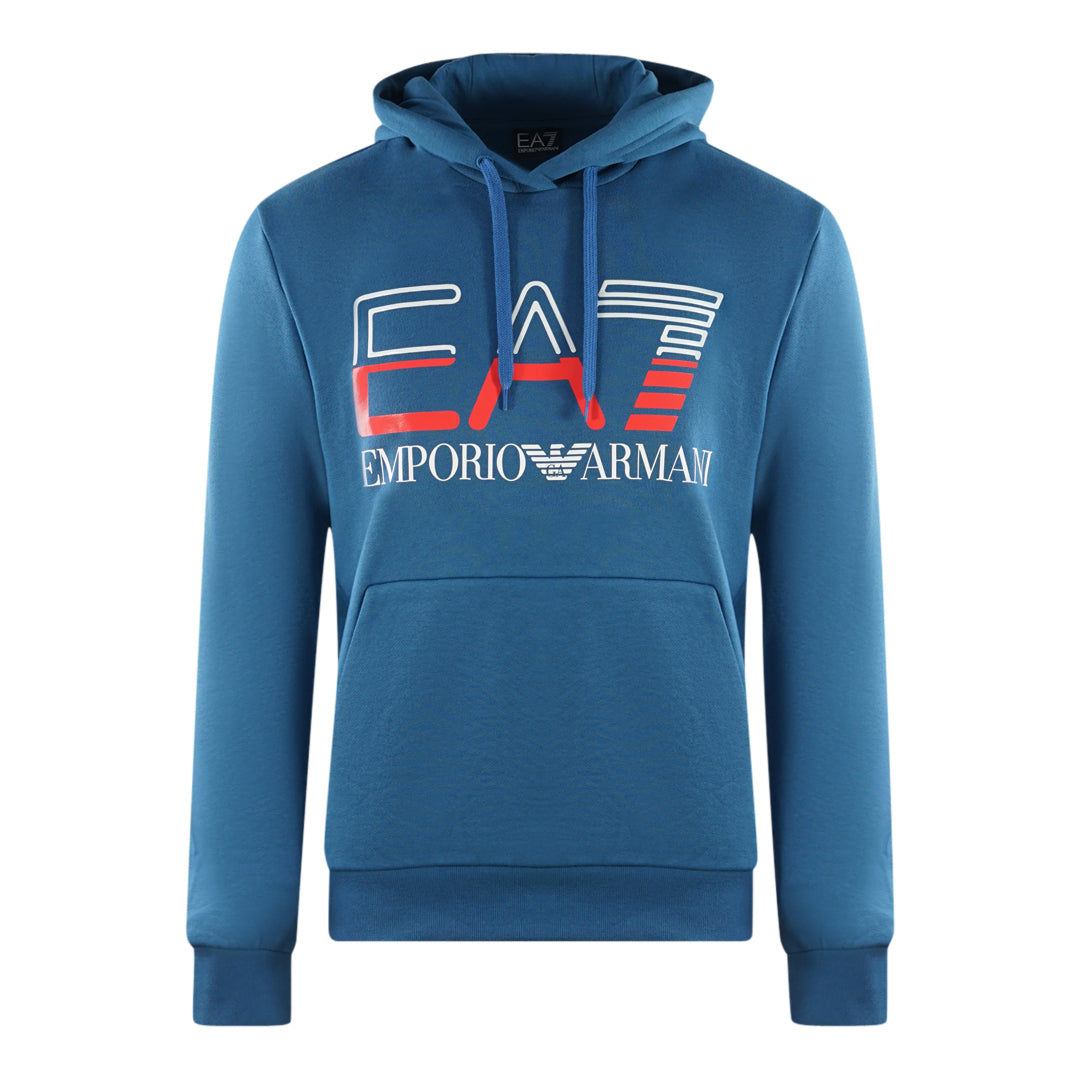 EA7 Large Brand Logo Dark Blue Hoodie Nova Clothing