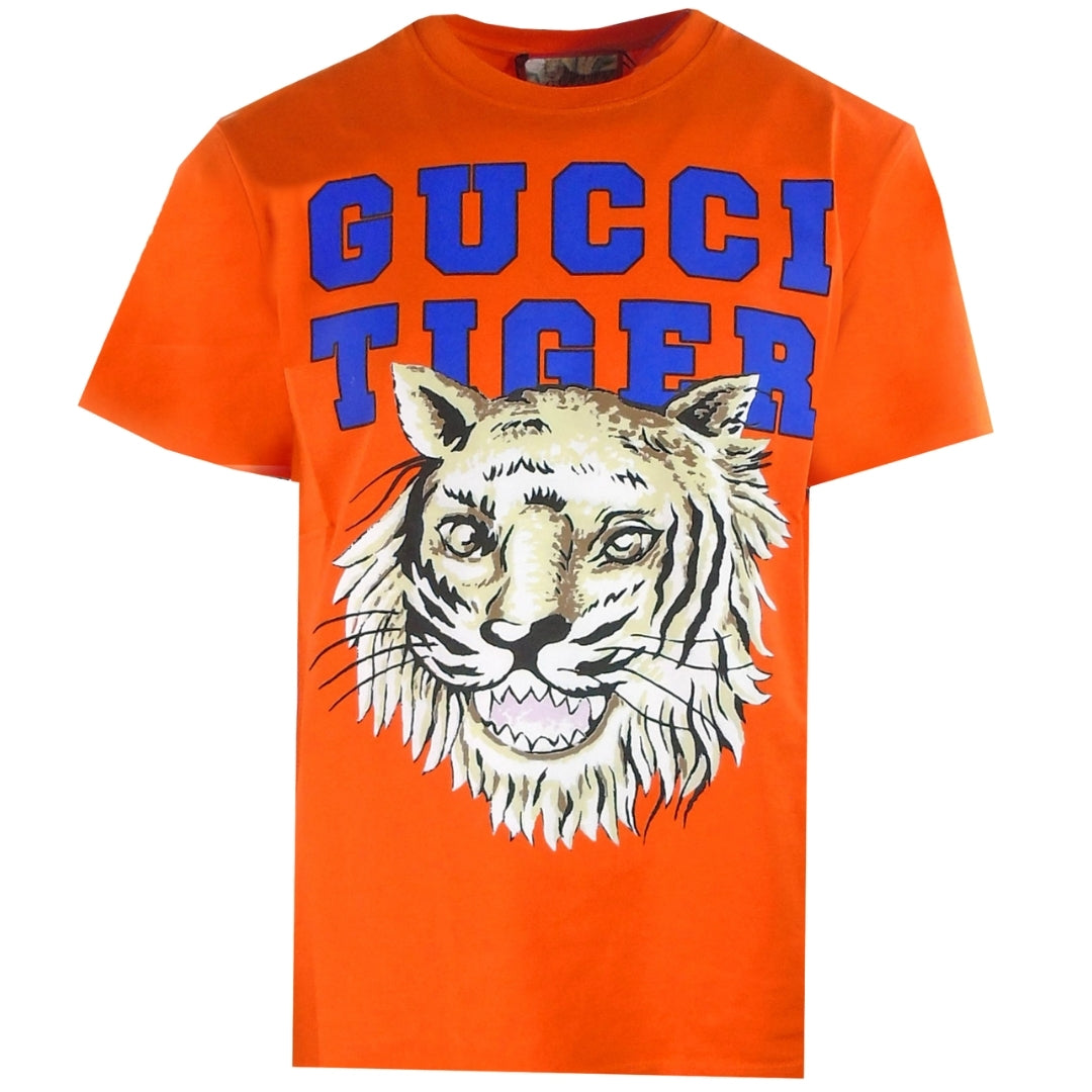 Gucci Tiger Design Regular Fit Orange T Shirt