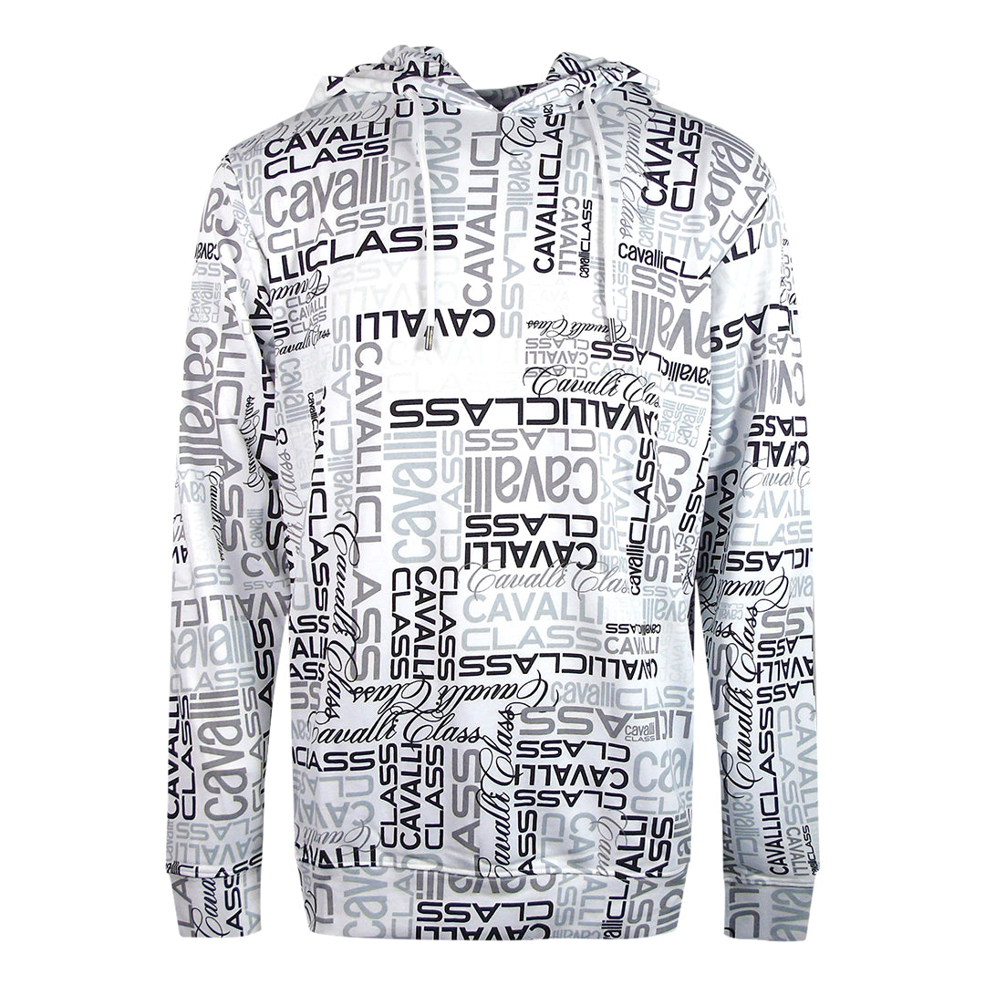 Cavalli Class Multi Logo White Hoodie