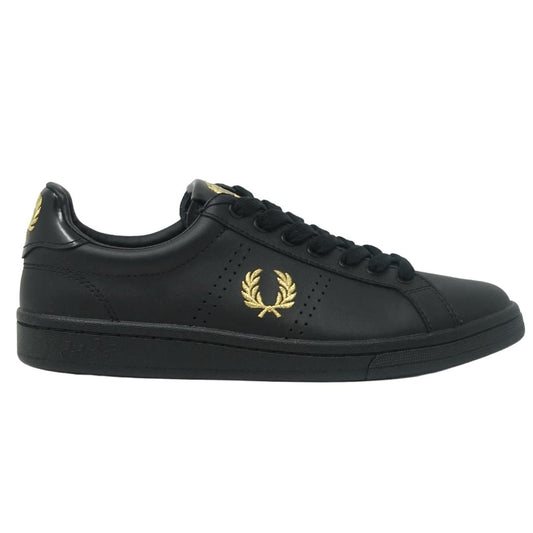 Fred Perry B4290 220 B721 Black Leather Tab Leather Trainers