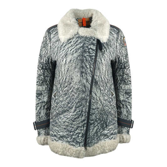 Parajumpers Haven Shearling Nine Iron Grey Leather Jacket