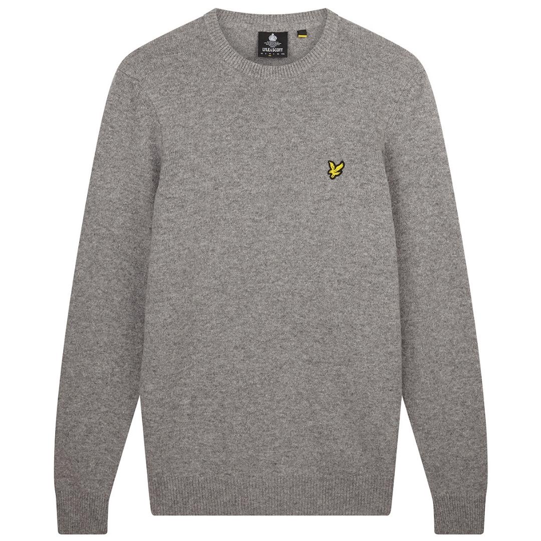 Lyle & Scott Crew Neck Lambswool Mid Grey Marl Blend Jumper – Nova