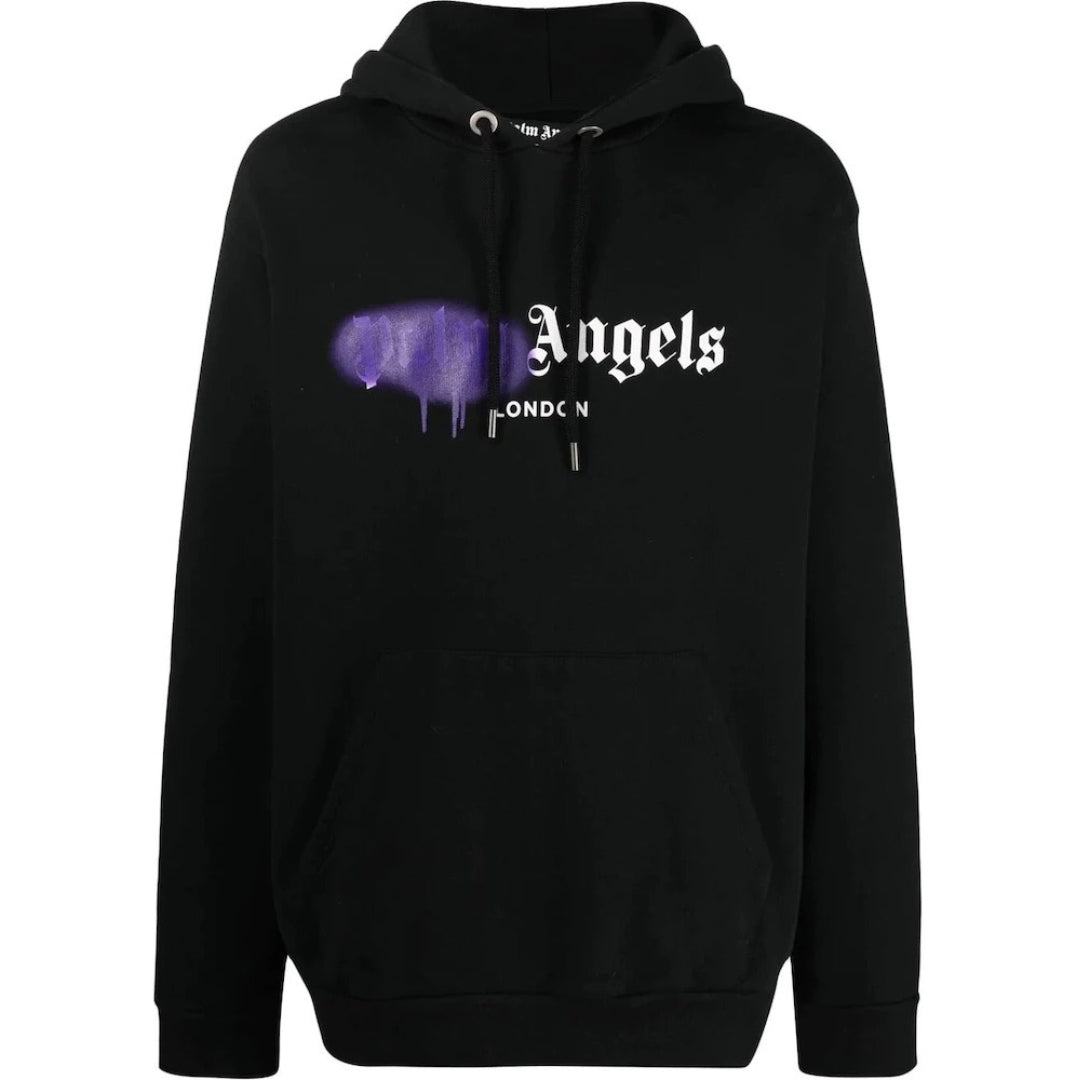 Palm Angels London Spray Paint Logo Black Hoodie Nova Clothing