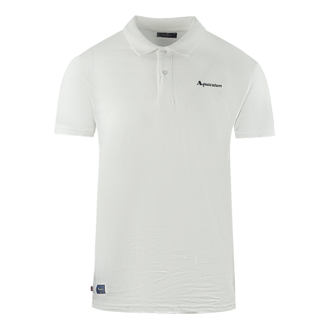 Aquascutum Brand Logo Plain White Polo Shirt