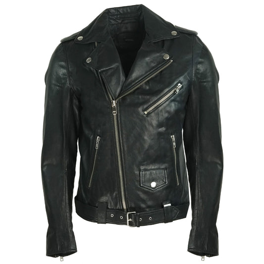 Diesel R-Lumenirok Black Leather Biker Jacket