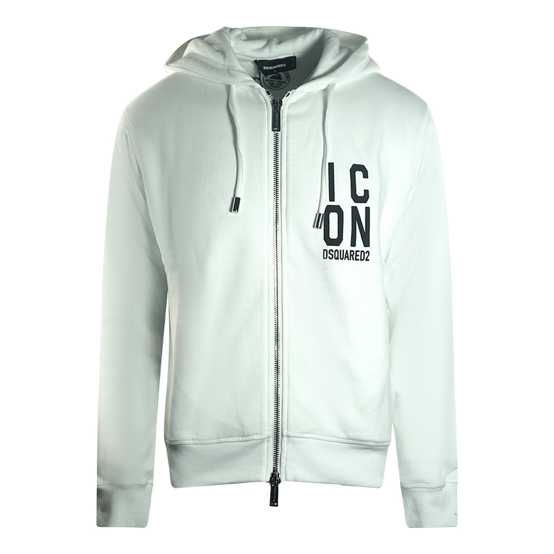 Dsquared2 Bold Icon Logo White Zip Up Hoodie