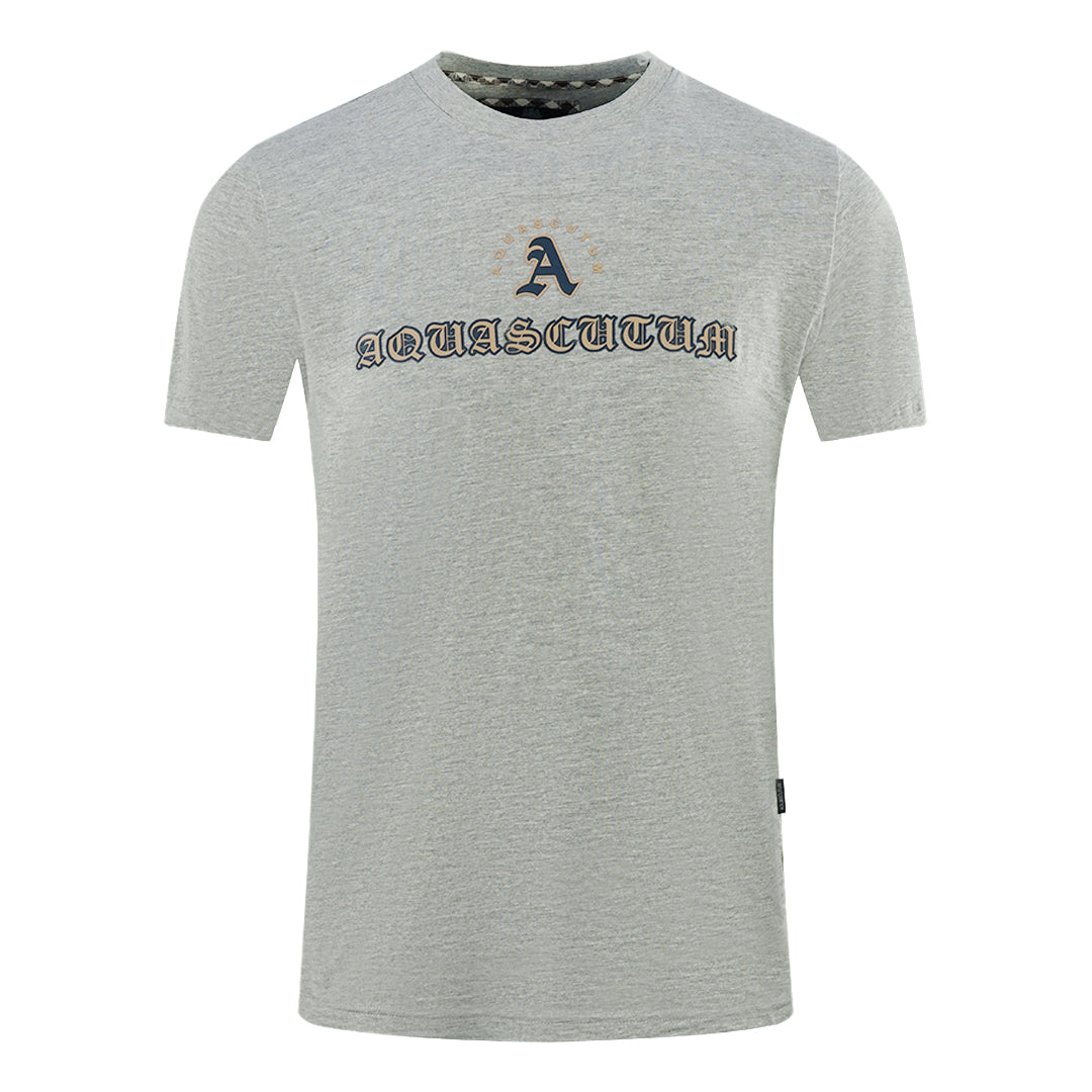 Aquascutum Script Logo Grey T Shirt Nova Clothing