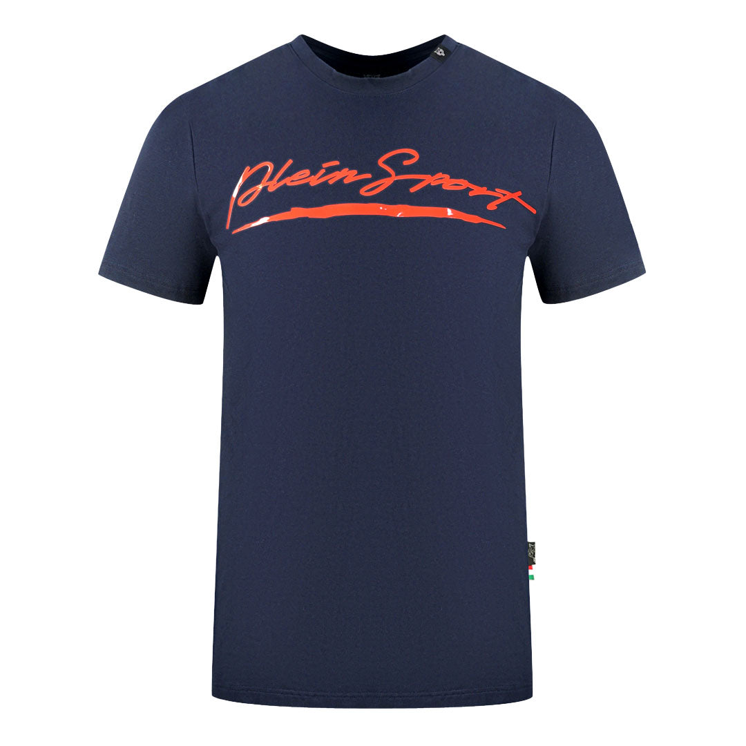 Plein Sport Brand Signature Logo Navy Blue T Shirt Nova Clothing