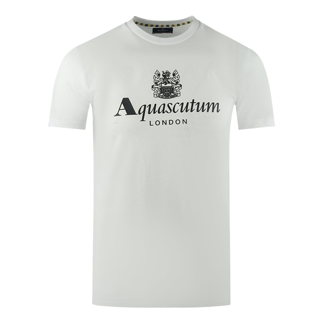 Aquascutum London Aldis Brand Logo White T Shirt Nova Clothing