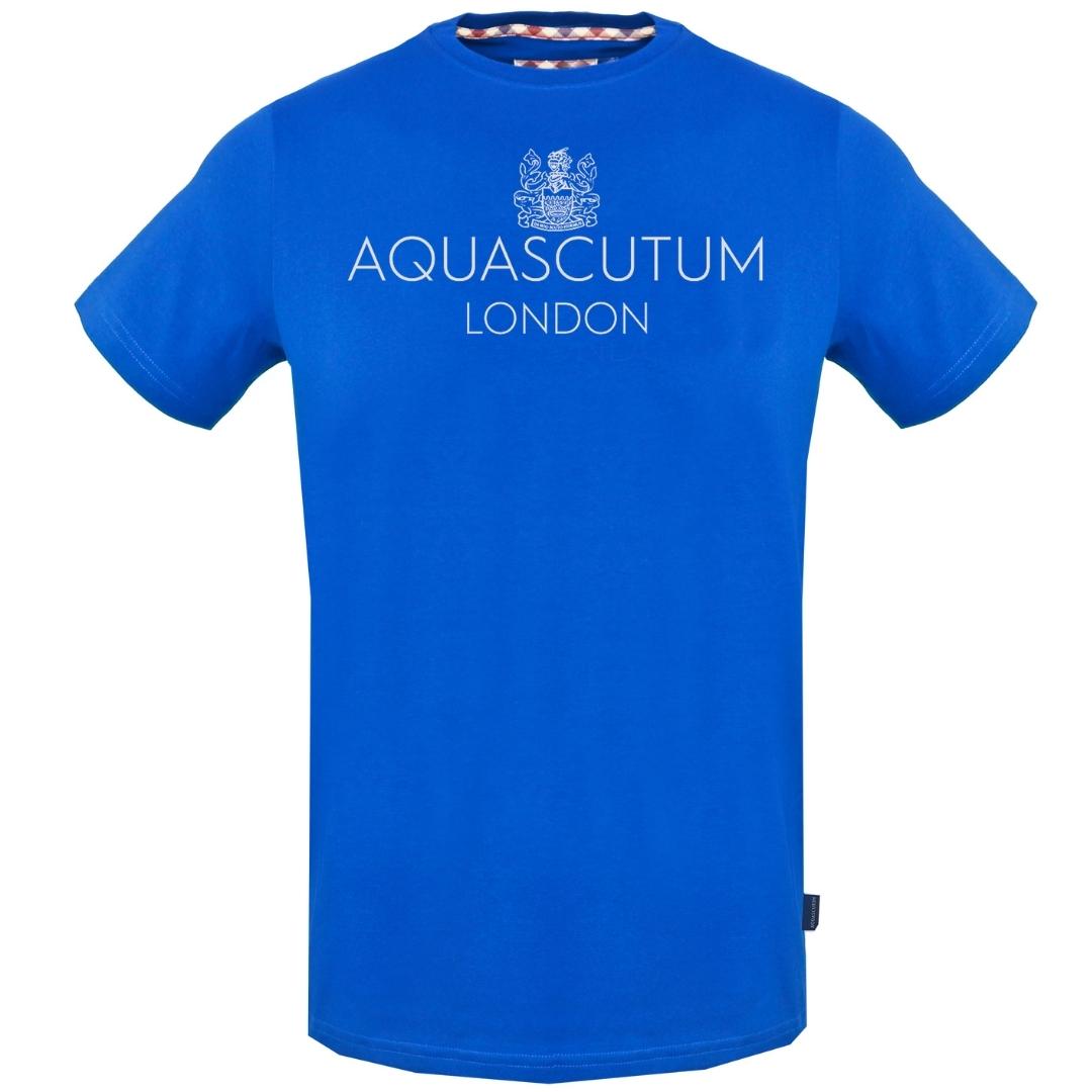 Aquascutum Bold London Logo Blue T Shirt Nova Clothing