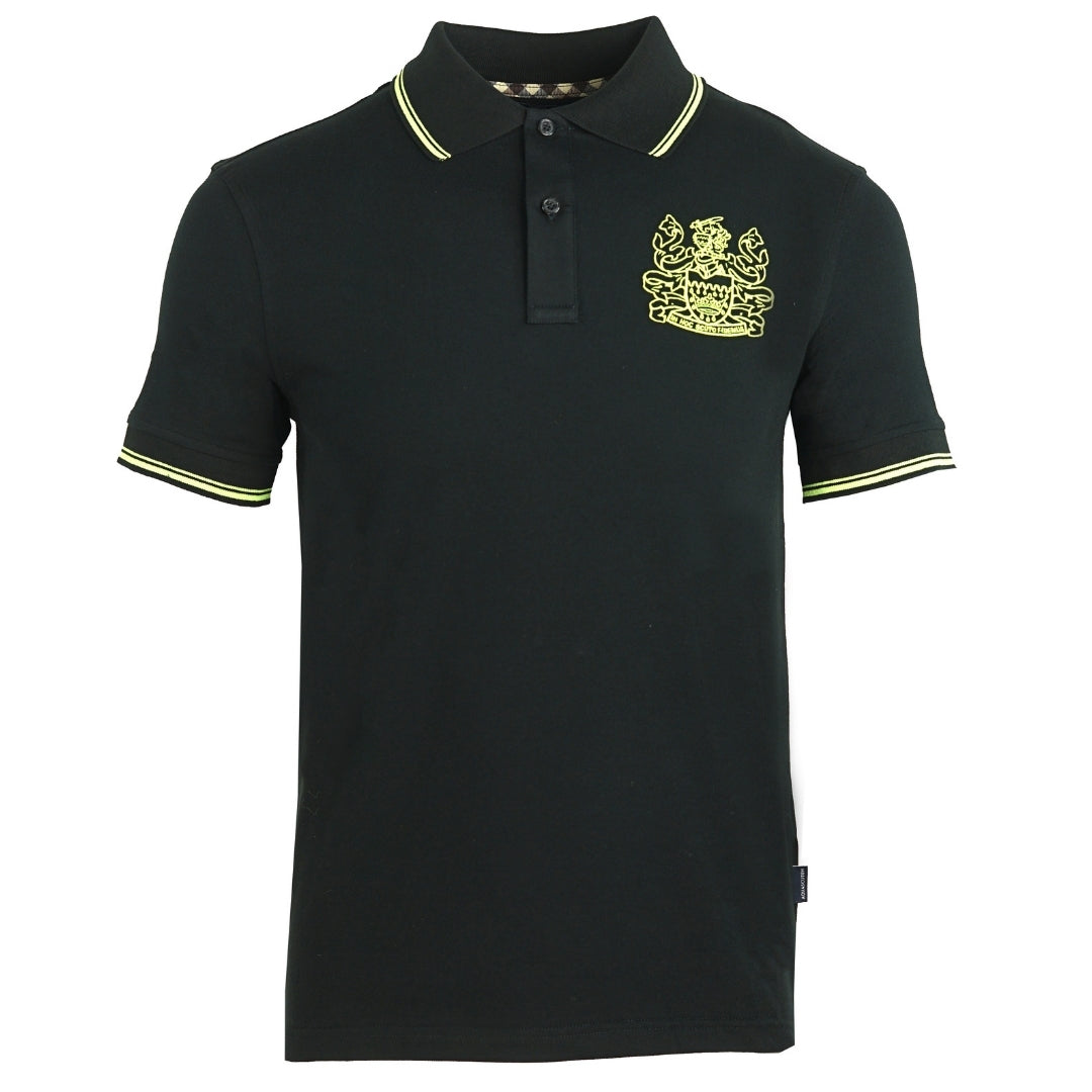 Aquascutum Aldis Yellow Crest Black Polo Shirt Nova Clothing