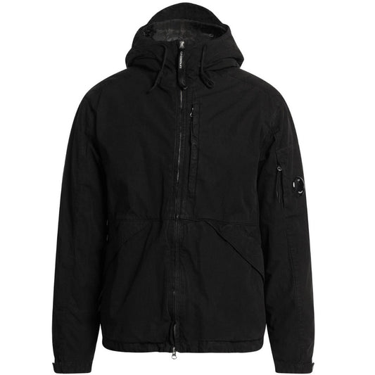 C.P. Company 50 Fili Rubber Hooded Black Jacket
