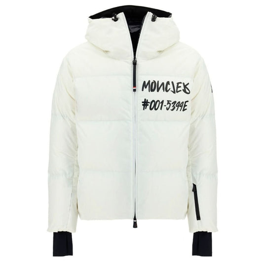 Moncler Grenoble Mazod Logo Printed Puffer White Hooded Jacket