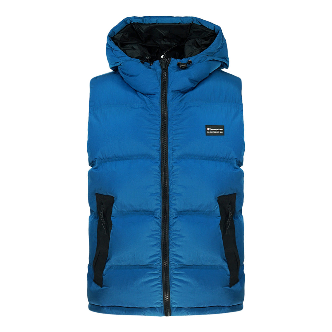 Champion Block Logo Bright Blue Hooded Vest Jacket