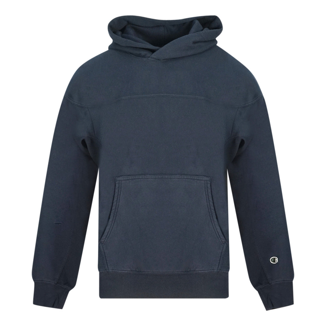 Champion Small Logo On Sleeve Navy Blue Hoodie