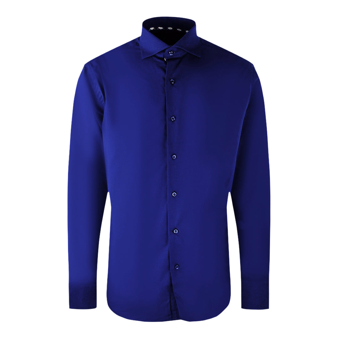 Aquascutum Plain Branded Logo Long Sleeve Blue Shirt S