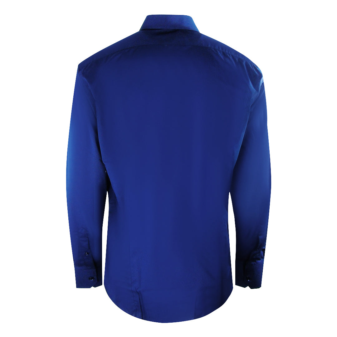 Aquascutum Plain Branded Logo Long Sleeve Blue Shirt S