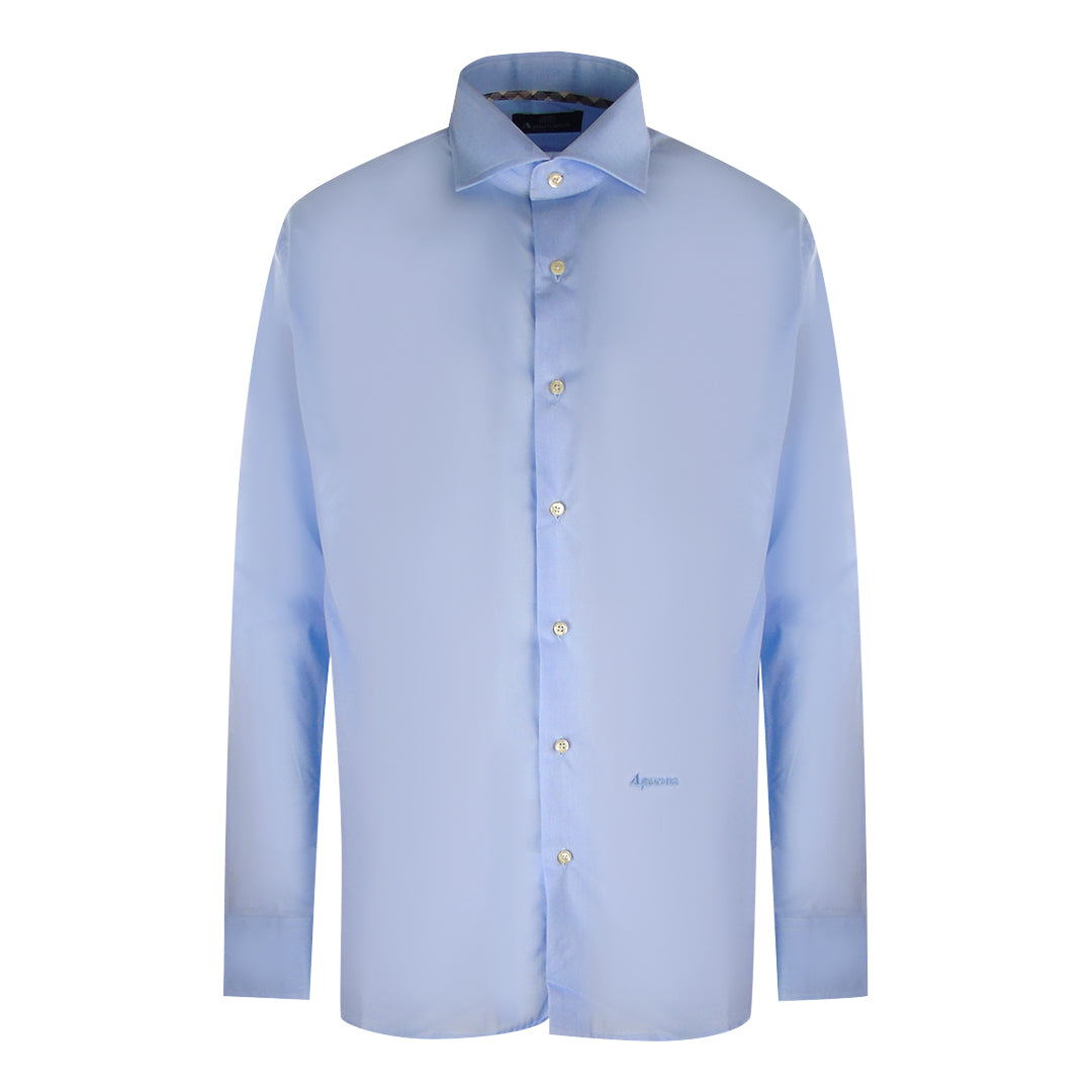 Aquascutum Branded Plain Long Sleeve Blue Shirt XS