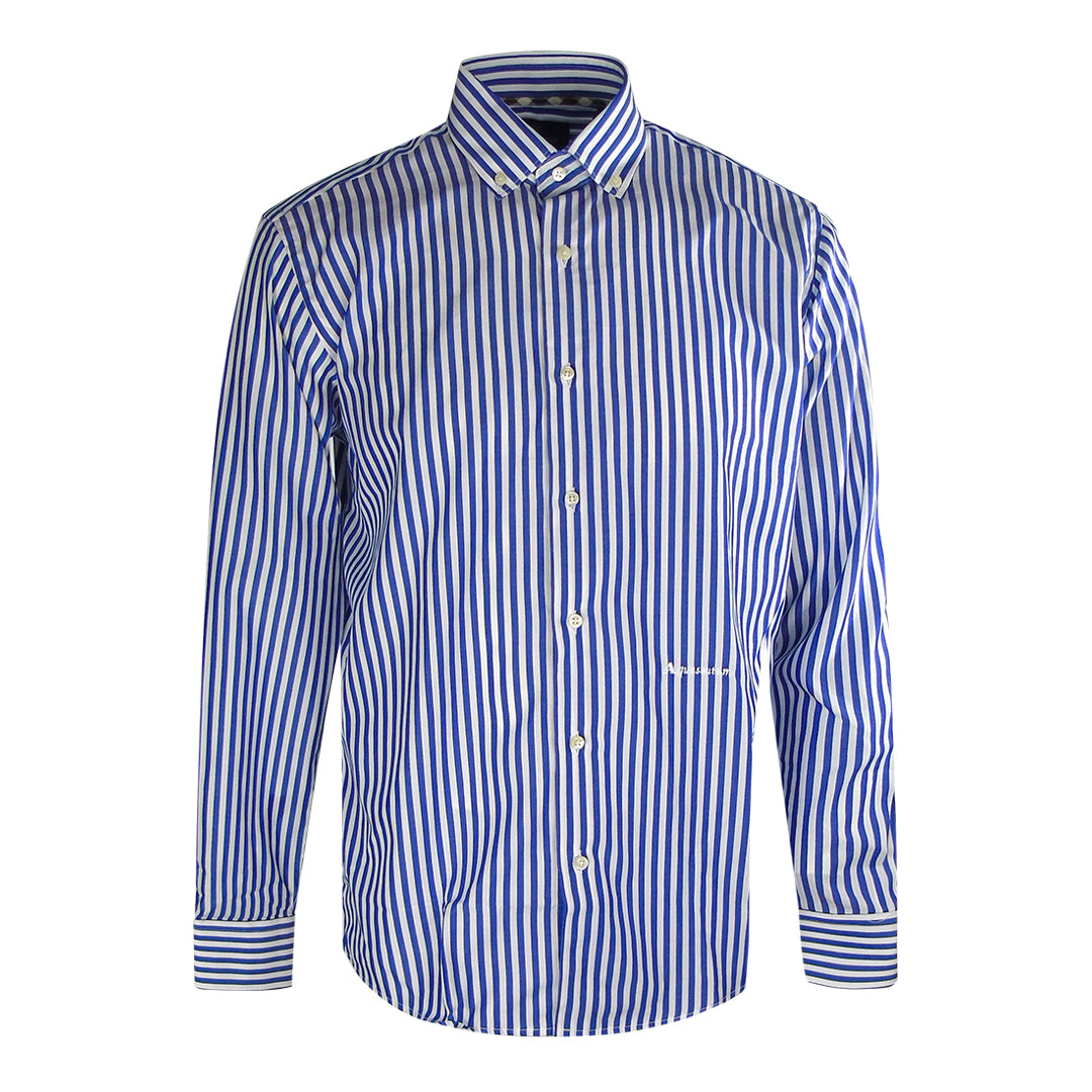 Aquascutum Striped Long Sleeve Blue Shirt