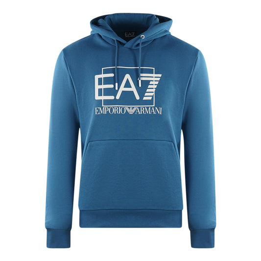 EA7 Printed Box Logo Dark Blue Hoodie