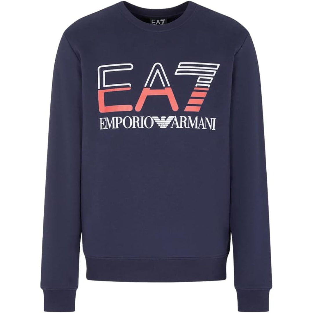 EA7 Large Brand Logo Navy Blue Sweatershirt