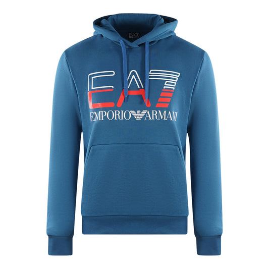 EA7 Large Brand Logo Dark Blue Hoodie