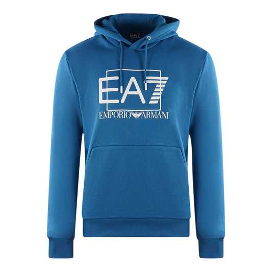 EA7 Embossed Box Logo Dark Blue Hoodie