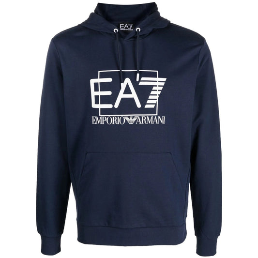 EA7 Embossed Box Logo Navy Blue Hoodie
