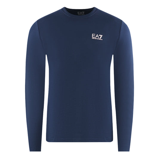 EA7 Large Back Logo Long Sleeved Navy Blue T-Shirt