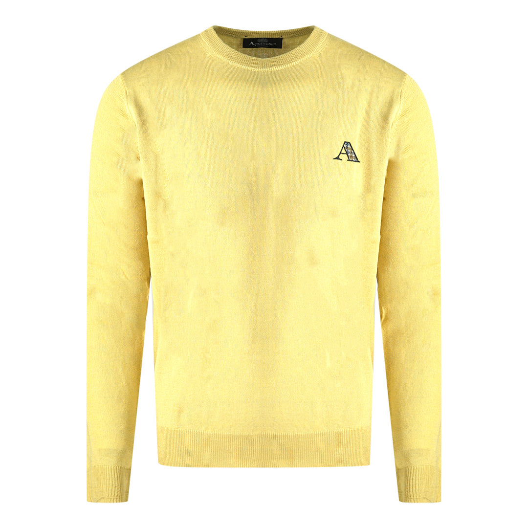 Aquascutum Check A Logo Yellow Jumper - Nova Clothing