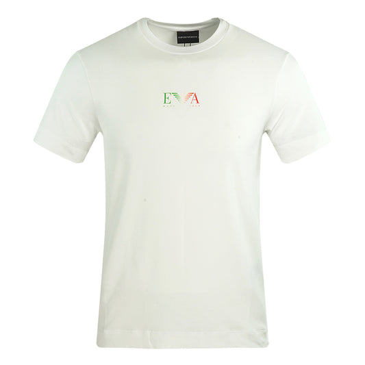 Emporio Armani EA Italian Flag Logo White T-Shirt - Nova Clothing