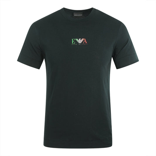 Emporio Armani EA Italian Flag Logo Black T-Shirt