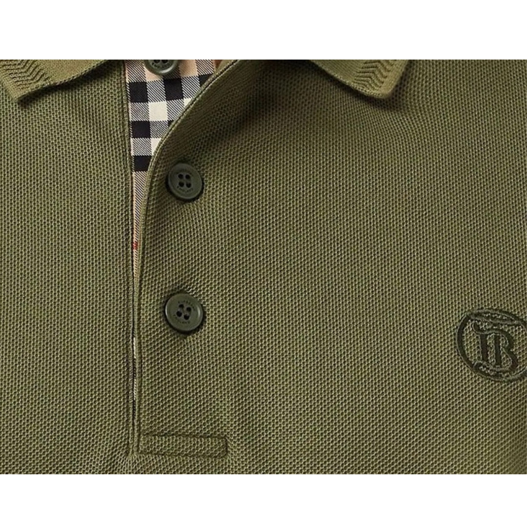 Burberry Branded Circle Logo Olive Polo Shirt