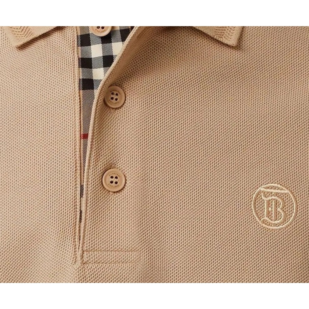 Burberry Branded Circle Logo Camel Beige Polo Shirt Nova Clothing