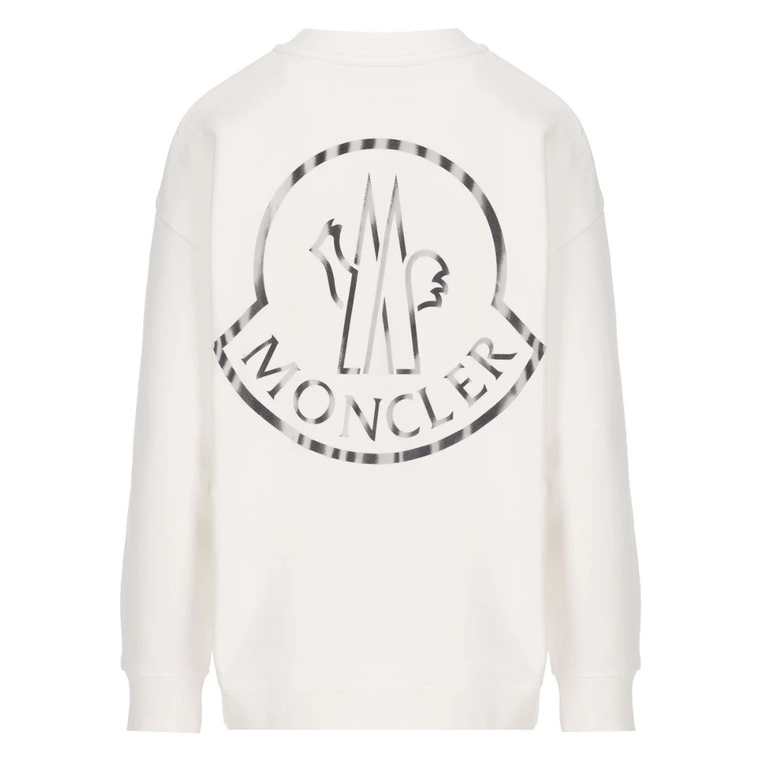 Moncler Detailed Logo On Back White Sweatshirt