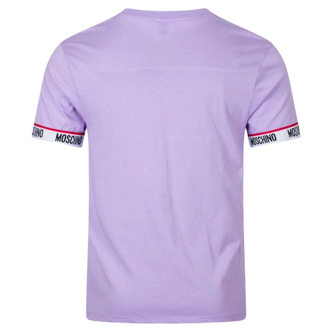 Moschino Taped Sleeve Ends Logo Purple T-Shirt M