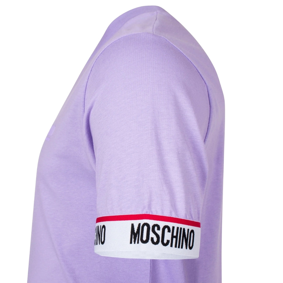 Moschino Taped Sleeve Ends Logo Purple T-Shirt M