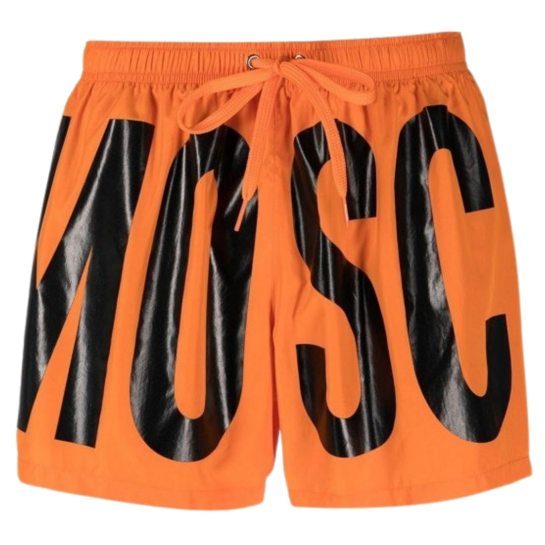 Moschino Brand Print Logo Orange Short Swim Shorts XS