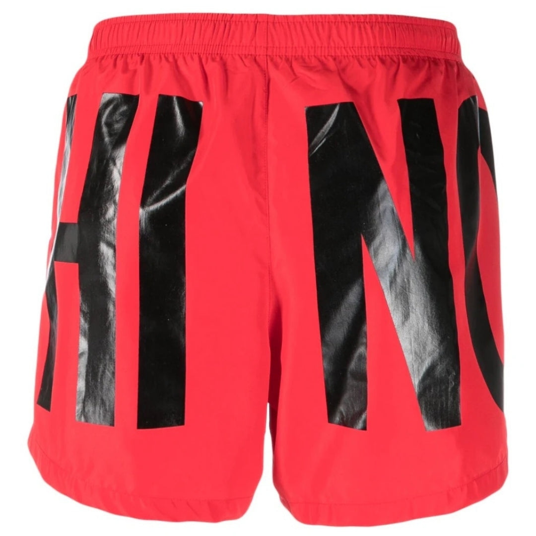 Moschino Brand Print Logo Red Short Swim Shorts XS