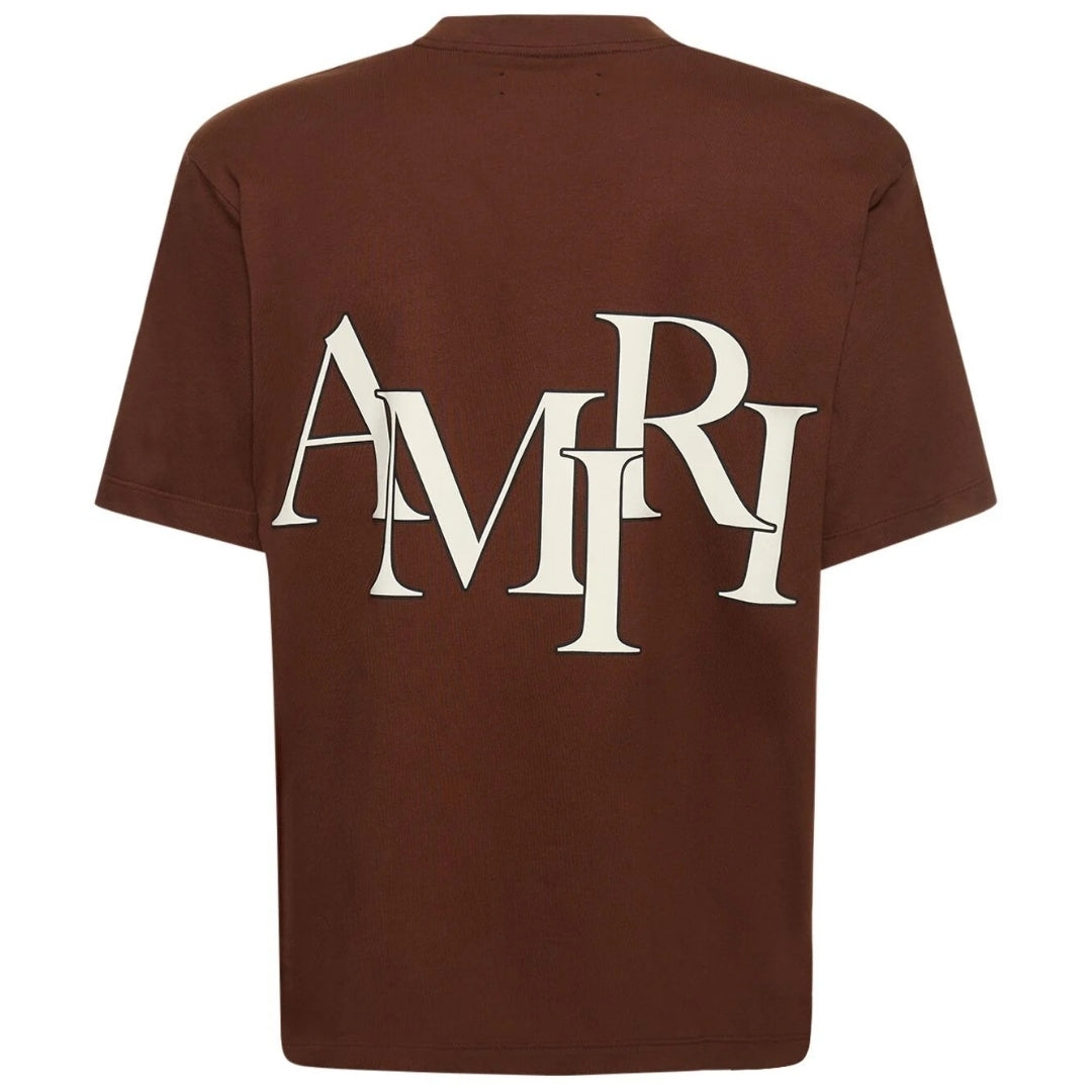 Amiri Staggered Logo Brown T-Shirt XXL