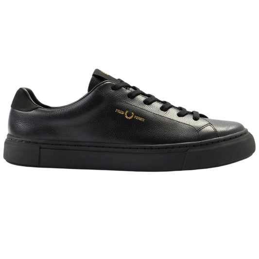 Fred Perry Black Tumbled Leather Shoes UK 9