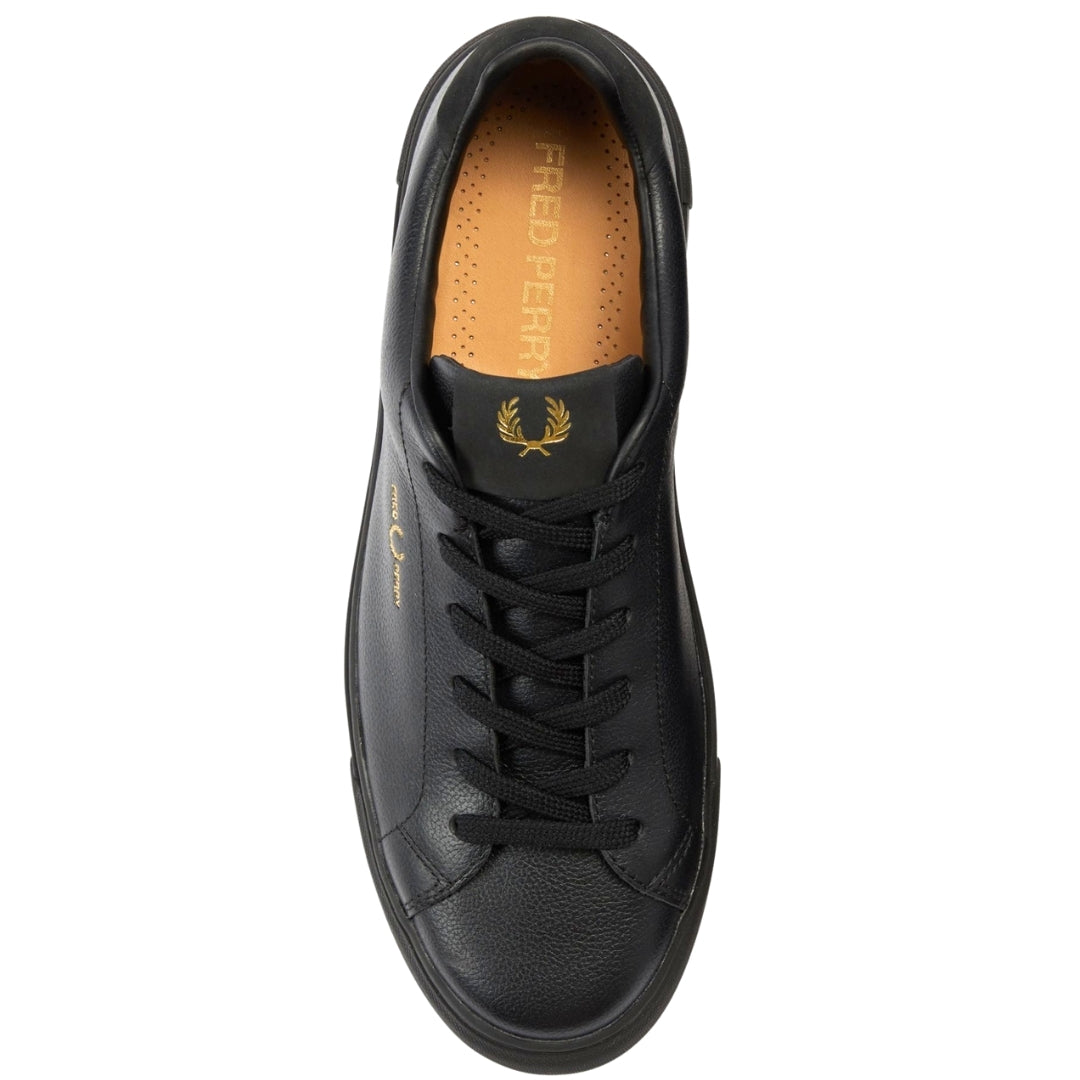 Fred Perry Black Tumbled Leather Shoes UK 9