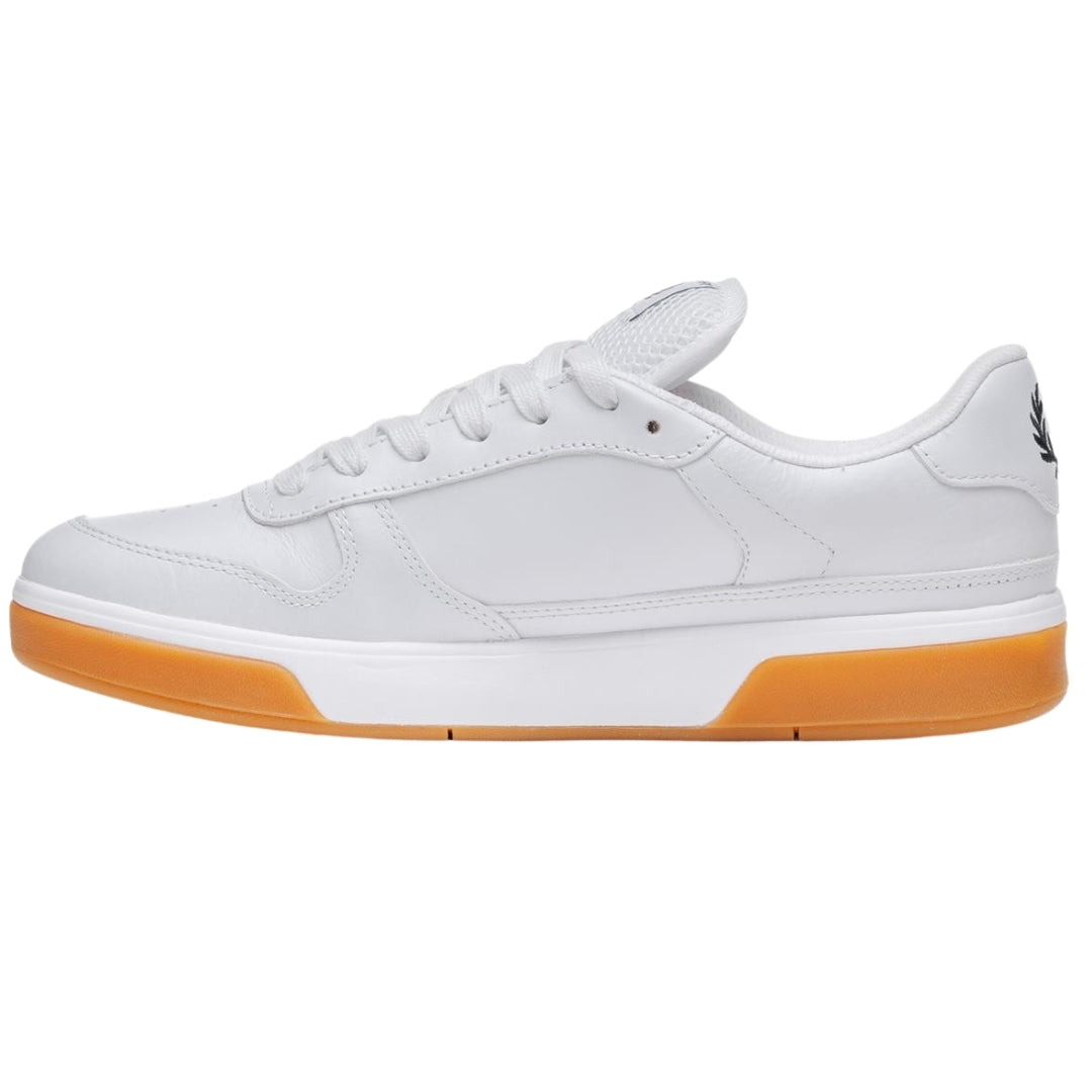 Fred Perry B300 Textured Leather White Trainers UK 8