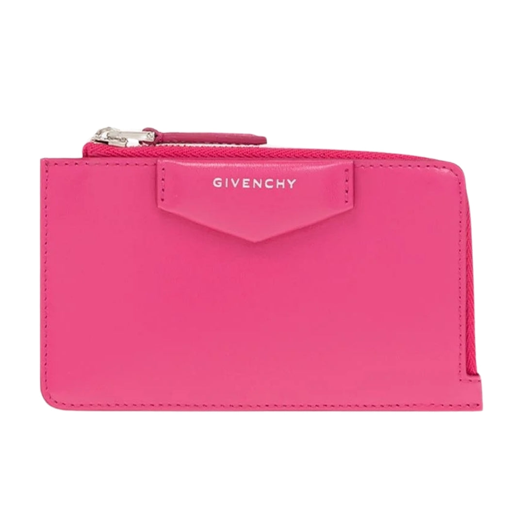 Givenchy Antigona Zipped Card Holder Neon Pink Purse