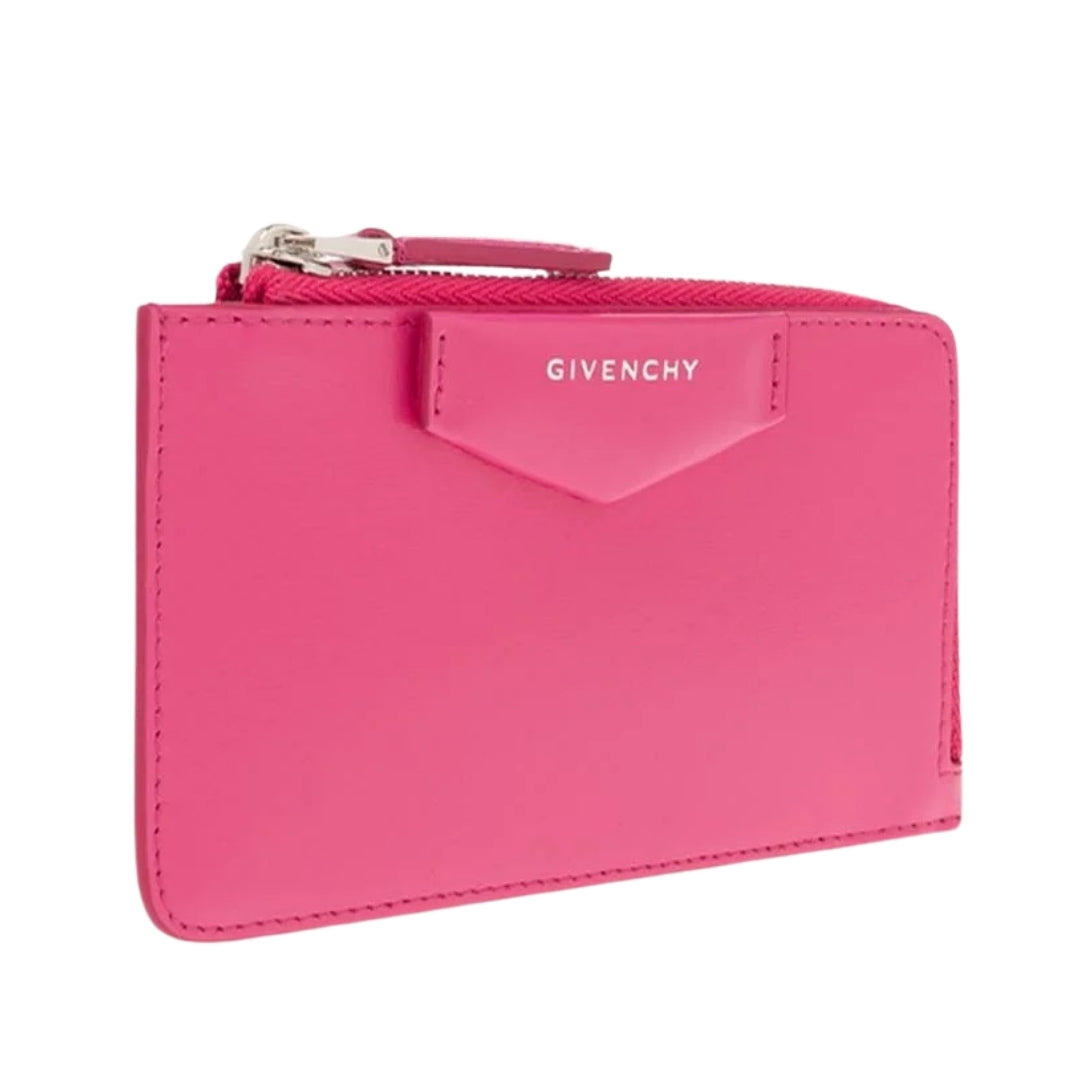 Givenchy Antigona Zipped Card Holder Neon Pink Purse