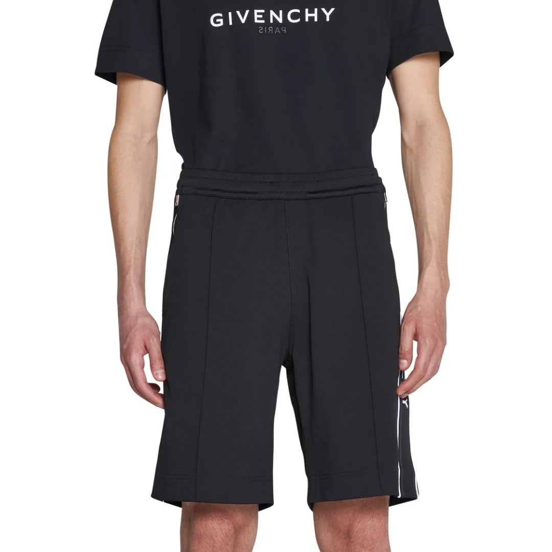 Givenchy Classic Fit Branded Side Logo Black Shorts L