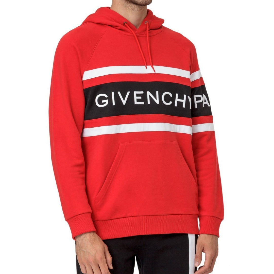 Givenchy Paris Embroidered Logo Red Hoodie L