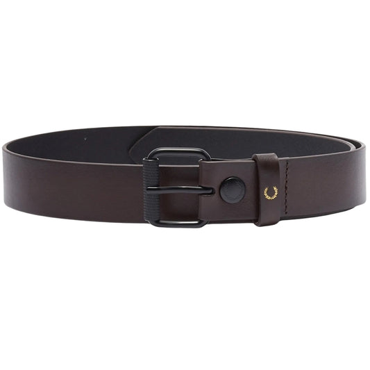 Fred Perry Oxblood Brown Burnished Leather Belt W30